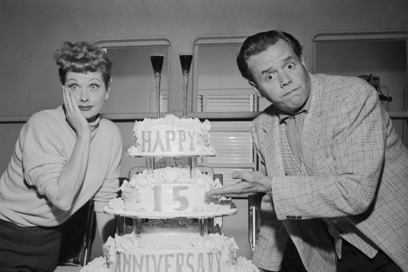 Lucille Ball’s pregnancy to Desi Arnaz, her husband and I Love Lucy co-star, was referred to on-screen as “expecting” and “with child”.
