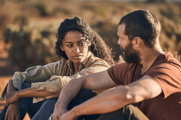 Luci (Shalom Brune-Franklin) and The Man (Jamie Dornan) in The Tourist.