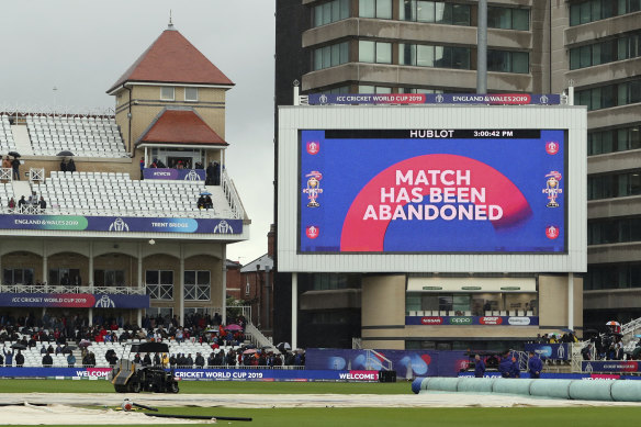 The India-New Zealand match was abandoned at Trent Bridge.