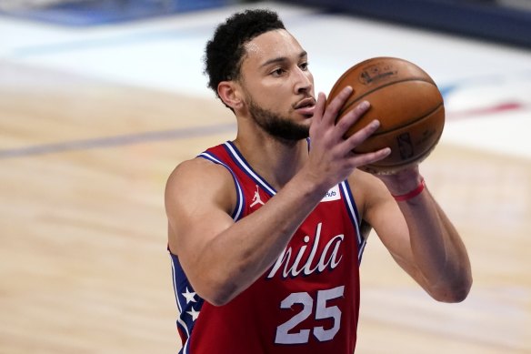 Ben Simmons was back practising with the 76ers on Sunday.