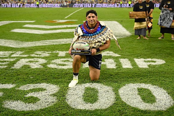 Jason Taumalolo after his 300th NRL game.