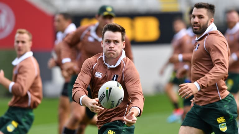 Honouring wartime sacrifices: The Kangaroos wear brown during the captain's run at Eden Park.