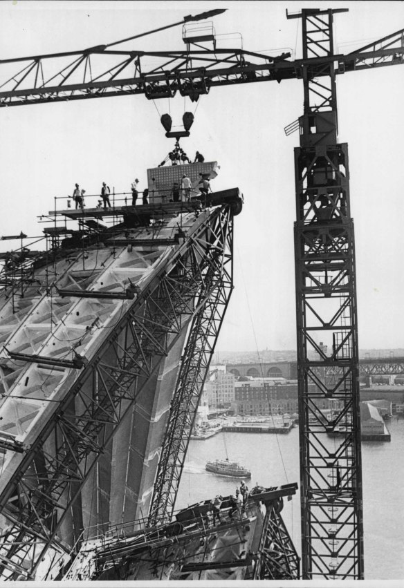 The Sydney Opera House under construction in April 1966.