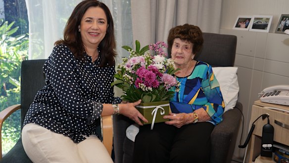 Premier Annastacia Palaszczuk kept her promise to visit her nanna, Beryl Erskine, on Sunday before visiting the acting governor at Government House to kick off the 2017 Queensland election.