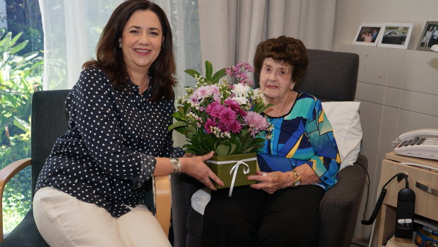 Premier Annastacia Palaszczuk kept her promise to visit her nanna, Beryl Erskine, on Sunday before visiting the acting governor at Government House to kick off the 2017 Queensland election.