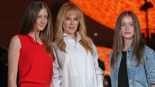 Sunday Rose Kidman Urban, Nicole Kidman and Margaret Faith Kidman Urban at the Chanel show..