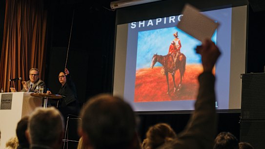Hugh Sawrey’s The Drover’s Wife was sold for $23,000, $11,000 over the estimate.