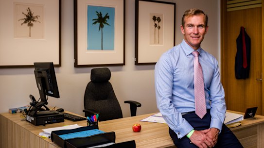 NSW Transport and Planning Minister in his parliamentary office on Friday.