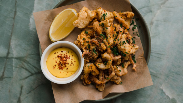 Calamari fritti with saffron aioli.