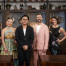 Luke Nguyen (centre) is in the MasterChef house (along with Jean-Christophe, Poh, Andy and Sofia).