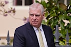 FILE - Britain's Andrew Mountbatten-Windsor, formerly known as Prince Andrew, looks round as he leaves after attending the Easter Matins Service at St. George's Chapel, Windsor Castle, England, April 20, 2025. (AP Photo/Kirsty Wigglesworth, File)