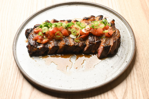 Wood-fired flank steak teamed with savoury-sweet yakiniku sauce.