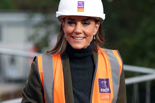 Catherine, Princess of Wales views construction work at The Treehouse Children’s Hospice during a visit to learn about the care and support provided by East Anglia’s Children’s Hospices (EACH) on October 22, 2026 in Ipswich