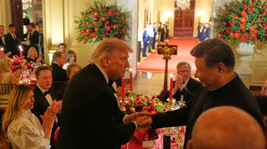 Trump e Xi durante la cena di Stato.