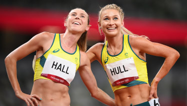 Hall and Hull after the 1500m final. 