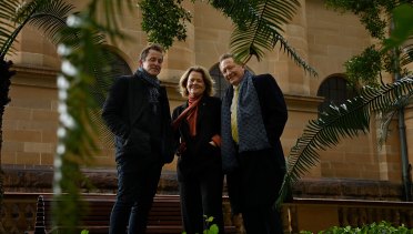 “We’re going to give this a real crack”: Minderoo Pictures executive producer Richard Harris (left) with Nicola and Andrew Forrest.