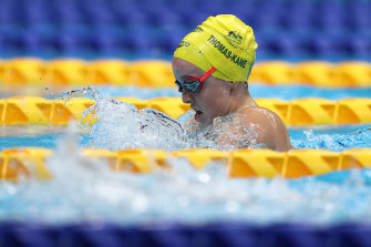 Tiffany Thomas-Kane in her heat earlier today, where she qualified second fastest. 