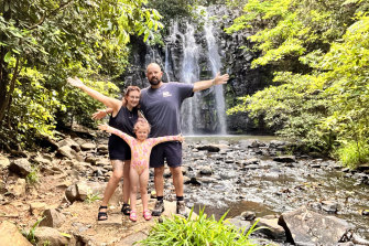 Sunshine Coast family Simon and Shylah Oldham, with five-year-old Grace, have been touring Queensland in a caravan since April.