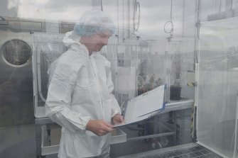 A scientist at work inside the secure facility.