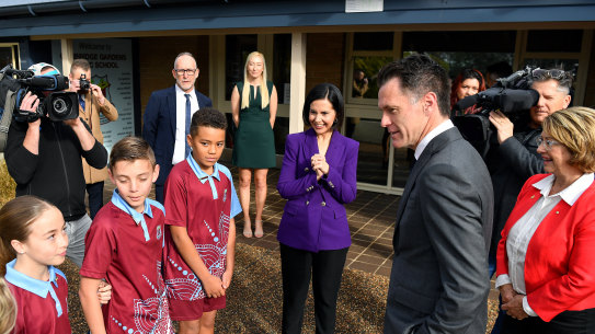 NSW Premier Chris Minns with the deputy premier Prue Car in Penrith on Friday. 