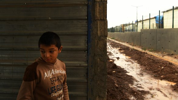 Ahmed, 4, who has not spoken since leaving Syria because of the trauma, in Basirma camp.