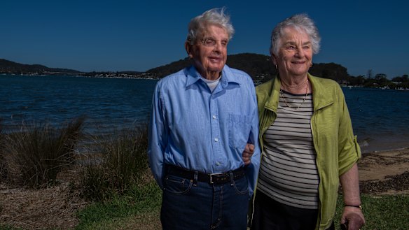 John and Pam Eveston outside their home at Woy Woy. 