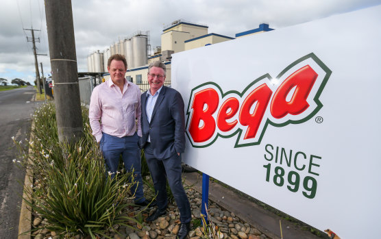 Bega CEO Paul van Heerwaarden and Bega Cheese chair Barry Irvin say the deal is a huge step forward for the company. 