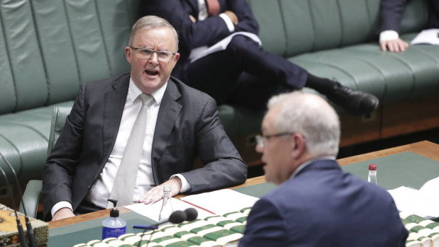 Labor leader Anthony Albanese quizzed the government during question time over why a range of casuals, gig workers and workers for foreign companies were not eligible for JobKeeper.