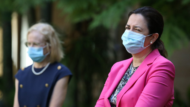 Chief Health Officer Jeannette Young and Premier Annastacia Palaszczuk announce the lifting of the Greater Brisbane lockdown on Thursday.