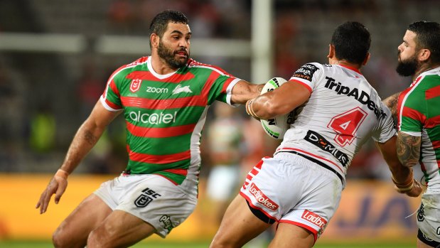 Out of form: Greg Inglis missed six tackles against the Dragons.