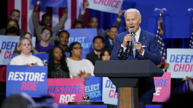 US President Joe Biden speaks about abortion access at a rally in Washington last year.