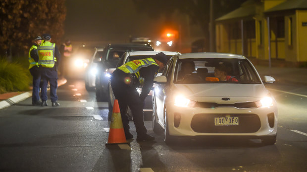 Victoria-NSW borders being patrolled when a closure was introduced in July. 