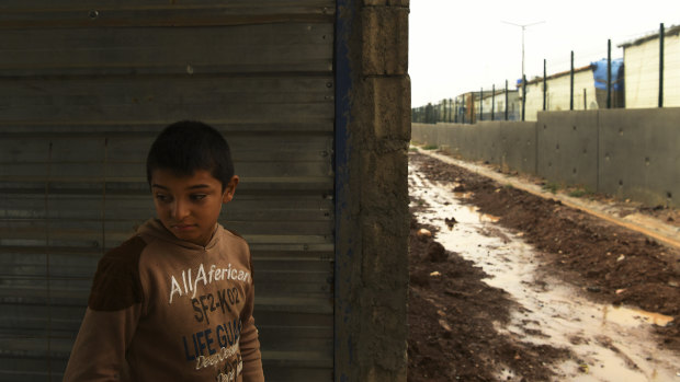 Ahmed, 4, who has not spoken since leaving Syria because of the trauma, in Basirma camp.