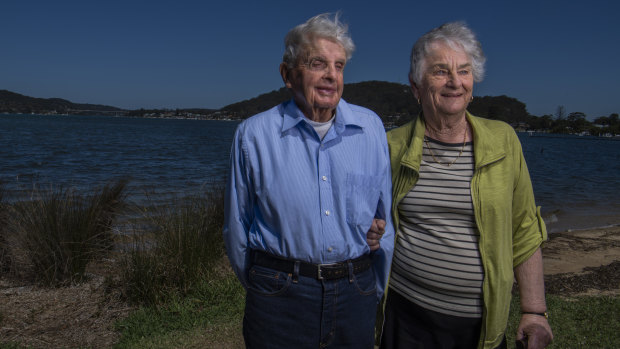 John and Pam Eveston outside their home at Woy Woy. 