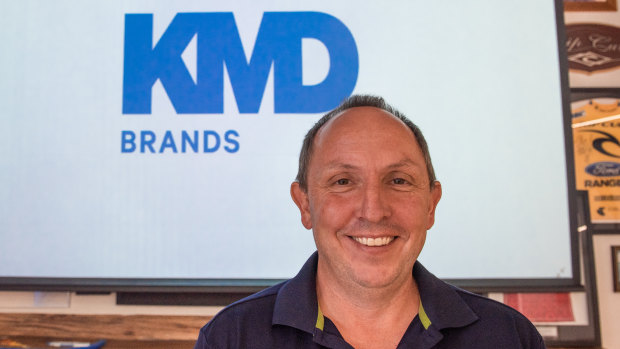 Kathmandu chief executive Michael Daly with the company’s new brand - the business is now called KMD Brands. 