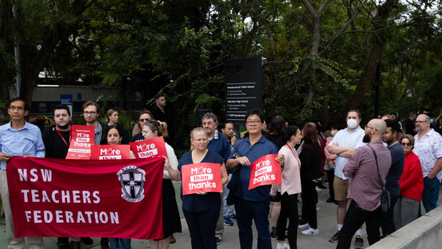 At least 40 teachers of Marsden High School walked out in protest calling for “more than thanks” as part of their campaign for a 5 to 7.5 per cent pay rise.