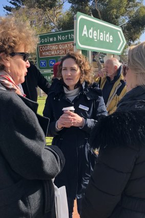 Georgina Downer at a “listening post” in Goolwa, in the Mayo electorate.