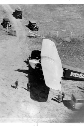 An aerial view of the Southern Sun, one of the planes used to search for the Southern Cloud at Essendon Aerodrome.