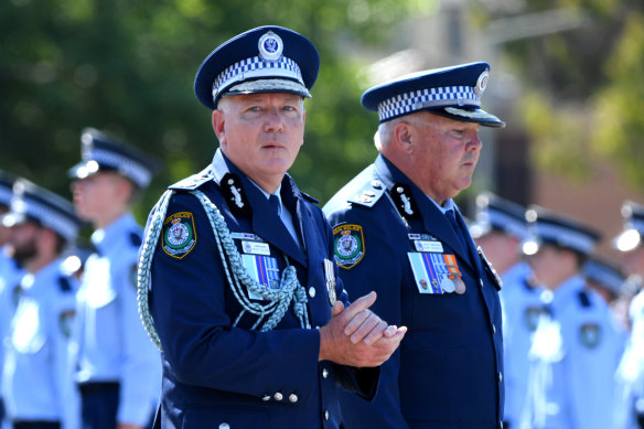 Former NSW Police Commissioner Mick Fuller (left) pictured in December 2021.