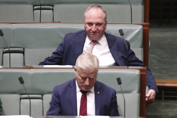 Some Nationals fear the reshuffle will drive out those loyal to former leader Michael McCormack (front) despite Barnaby Joyce’s promise to try to unite the party after the leadership spill.