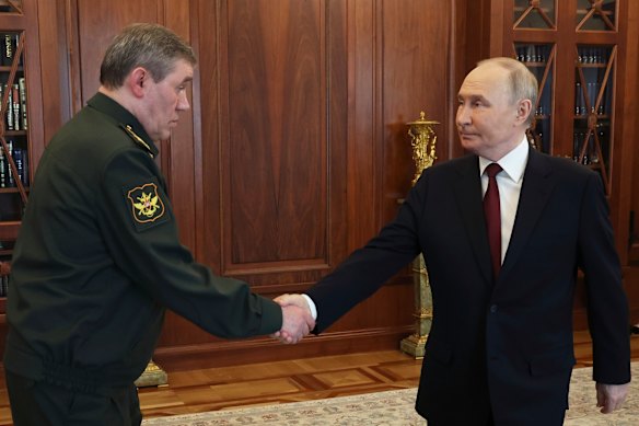 President Vladimir Putin and Russian Chief of General Staff Geneal Valery Gerasimov at the Kremlin on Saturday.