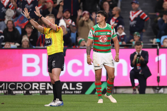 Latrell Mitchell is sent to the sin bin.