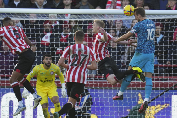 Harry Kane scores against Brentford