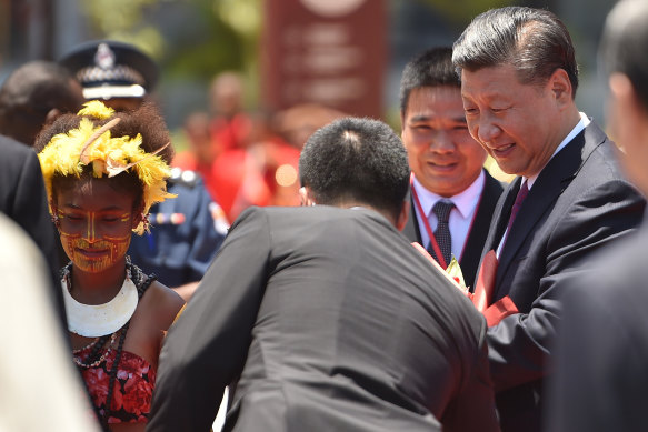 Chinese President Xi Jinping visiting PNG in 2018. 