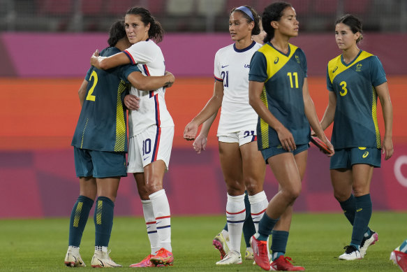 All tied: The Matildas and Americans settled for a 0-0 draw.