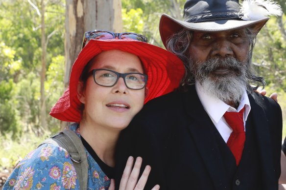 Director Molly Reynolds with David Dalaithngu.