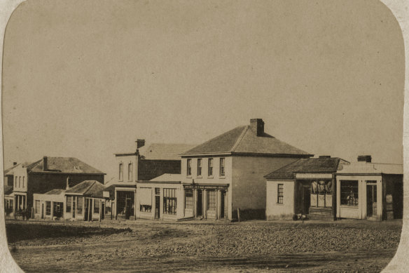 Julia Street, Portland, in 1859. Much of it is recognisable today. 
