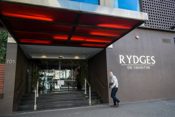 Unified Security provided guards at hotels including Rydges on Swanston,  the source of the most significant outbreak from hotel quarantine.