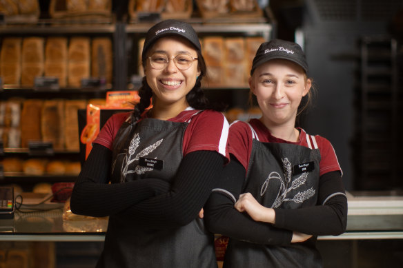 Baker’s Delight staff Laura Lopez and Erin Carroll.