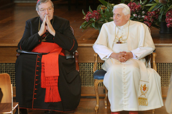 Pope Benedict with Australian Cardinal George Pell.